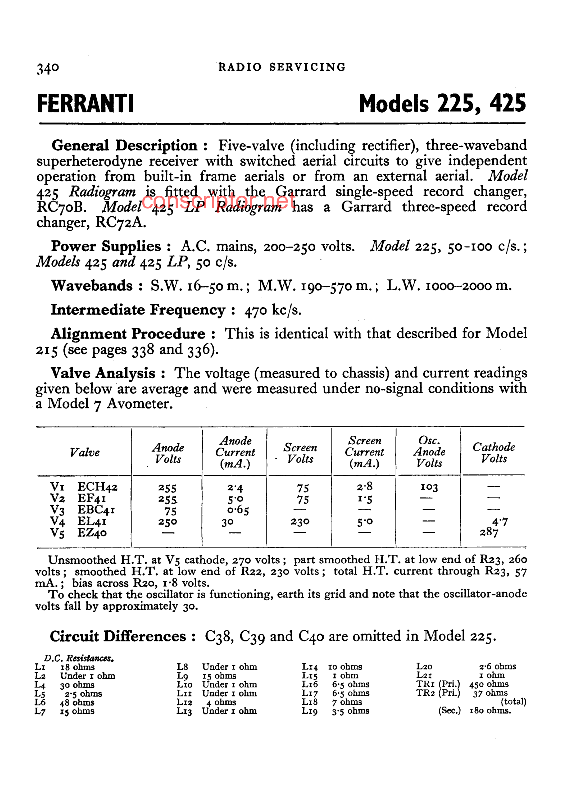 Ferranti 225, 425 Service manual