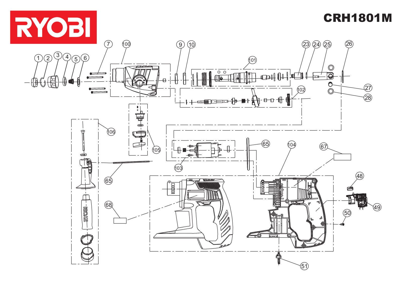 RYOBI CRH1801M User Manual