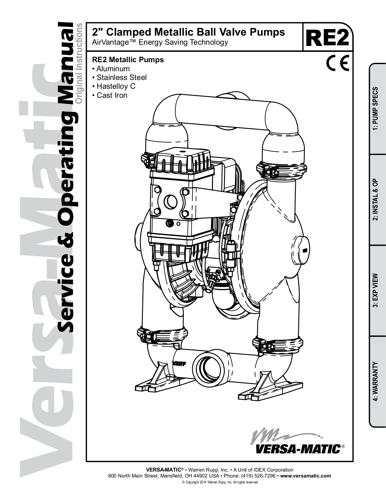 Versa-Matic 2 Clamped Metallic Ball Valve Pumps User Manual