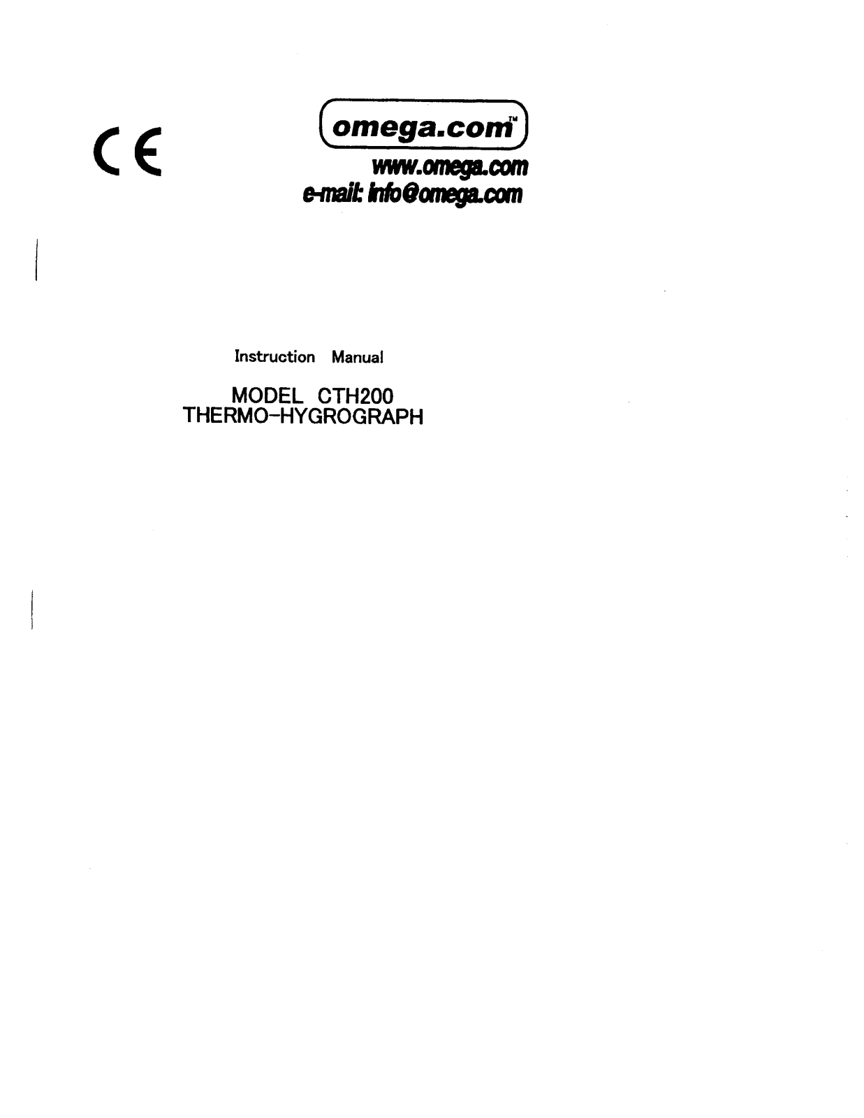 Omega Products CTH200-F Installation  Manual