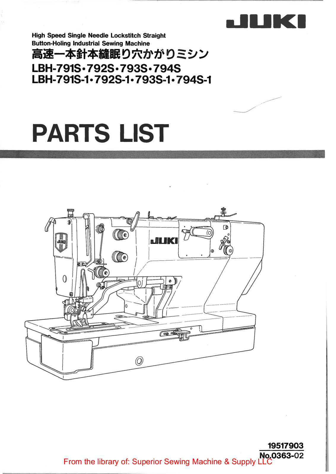 Juki LBH-791S, LBH-792S, LBH-793S, LBH-794S, LBH-791S-1 User Manual - ManualMachine.com