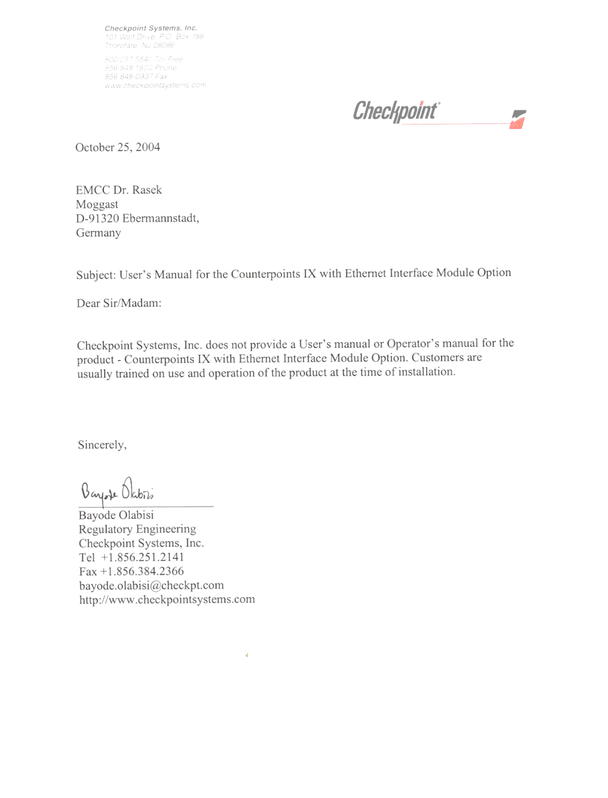 Checkpoint Systems CP9 User Manual