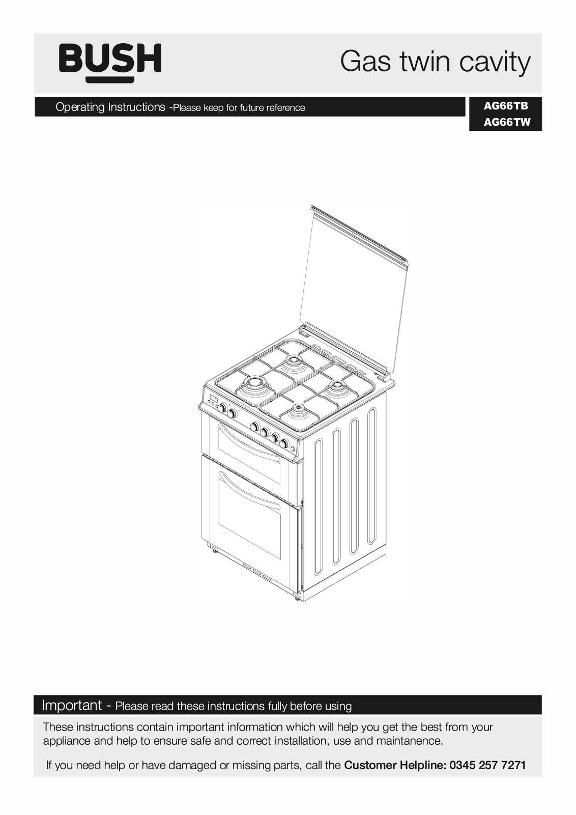 Bush AG66TB, AG66TW Instruction manual