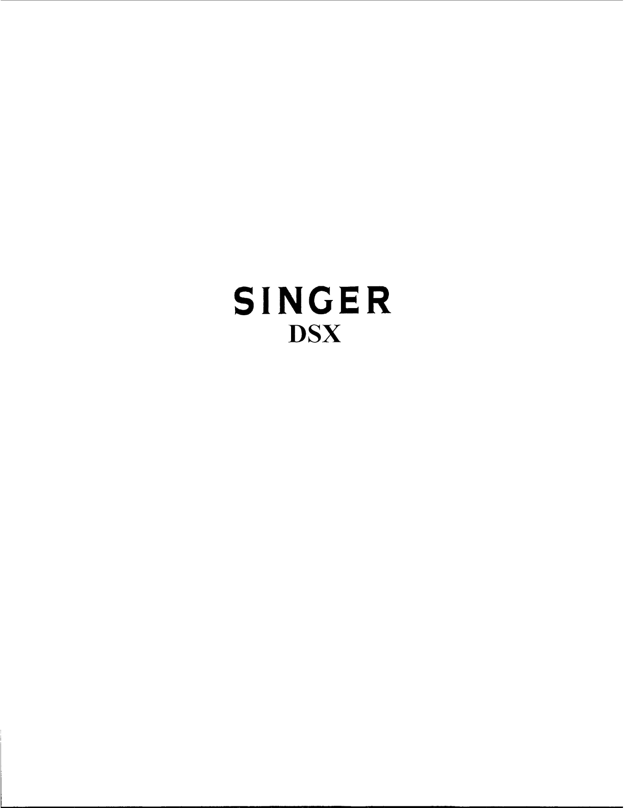 Singer DSX User Manual