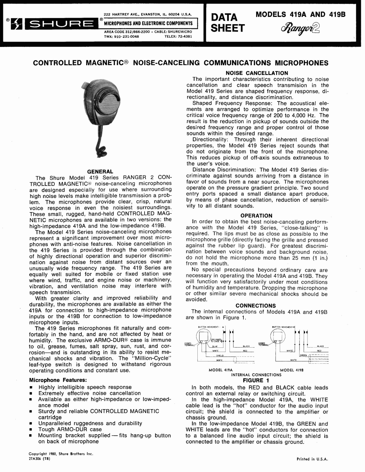 Shure 419A, 419B User Guide - ManualMachine.com