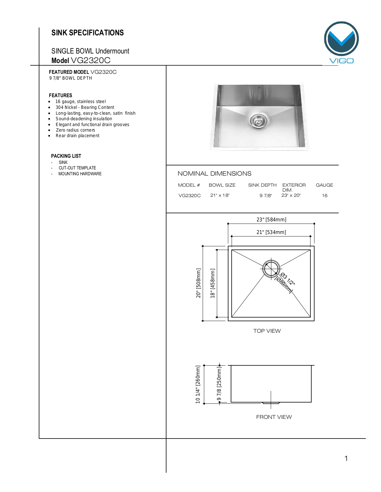 Vigo VG2320C User Manual