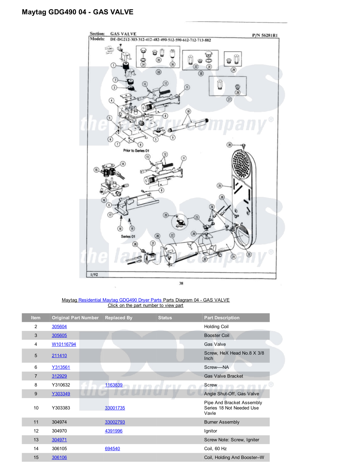 Maytag GDG490 Parts Diagram