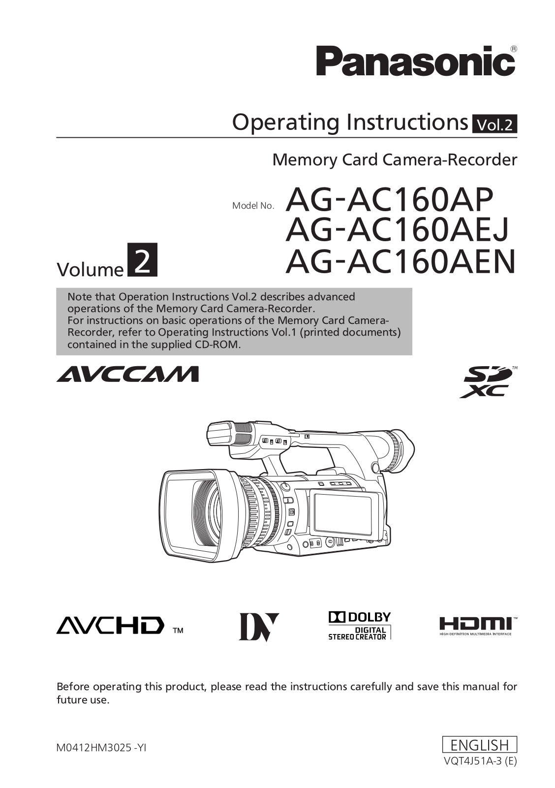 Panasonic AG-AC160P, AG-AC160AEJ User Manual