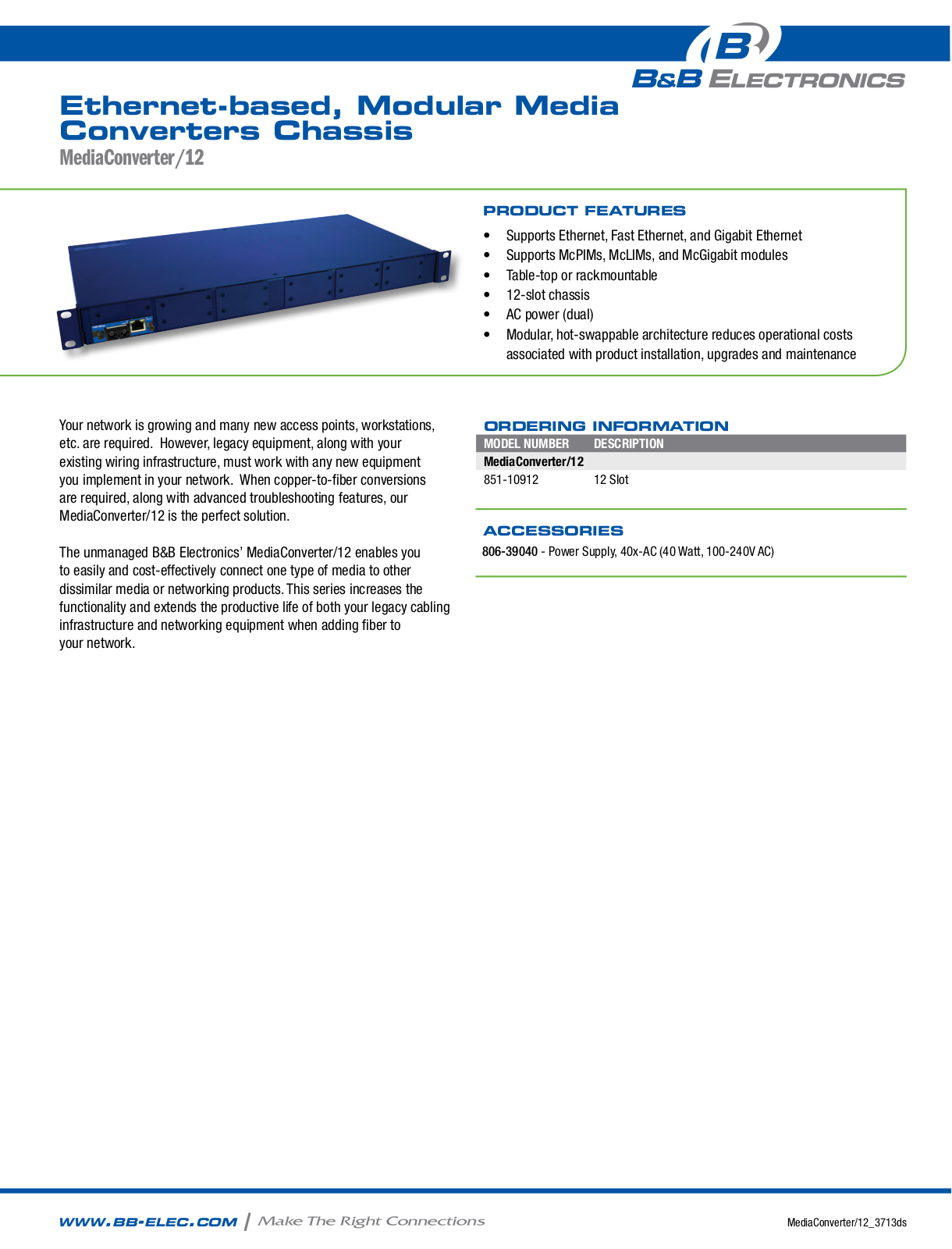 B&B Electronics 851-10912 Datasheet