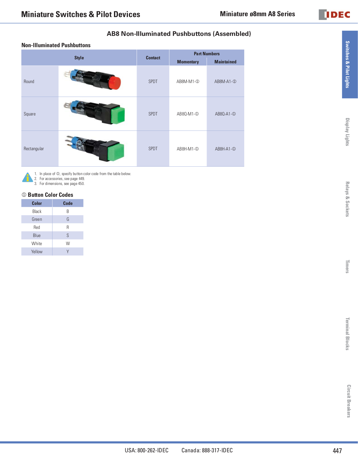 IDEC AB8 Catalog Page