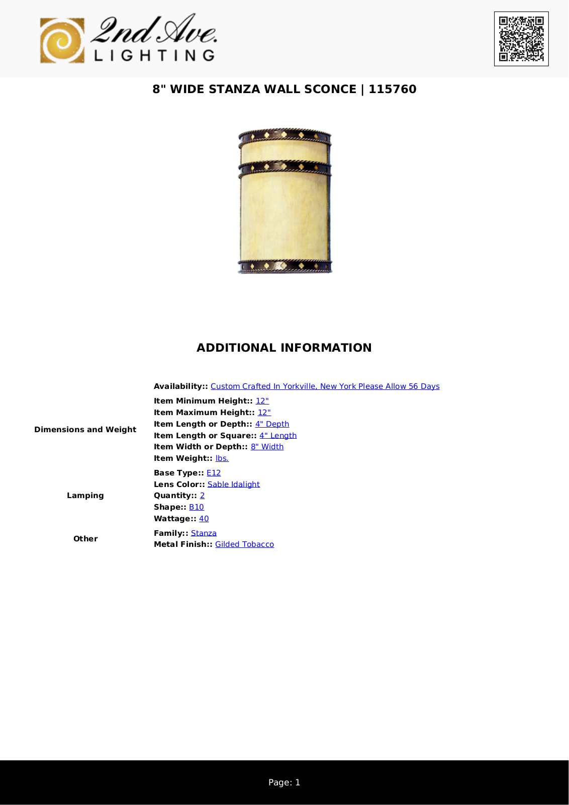 2nd Ave Design W008322008 Specifications - ManualMachine.com