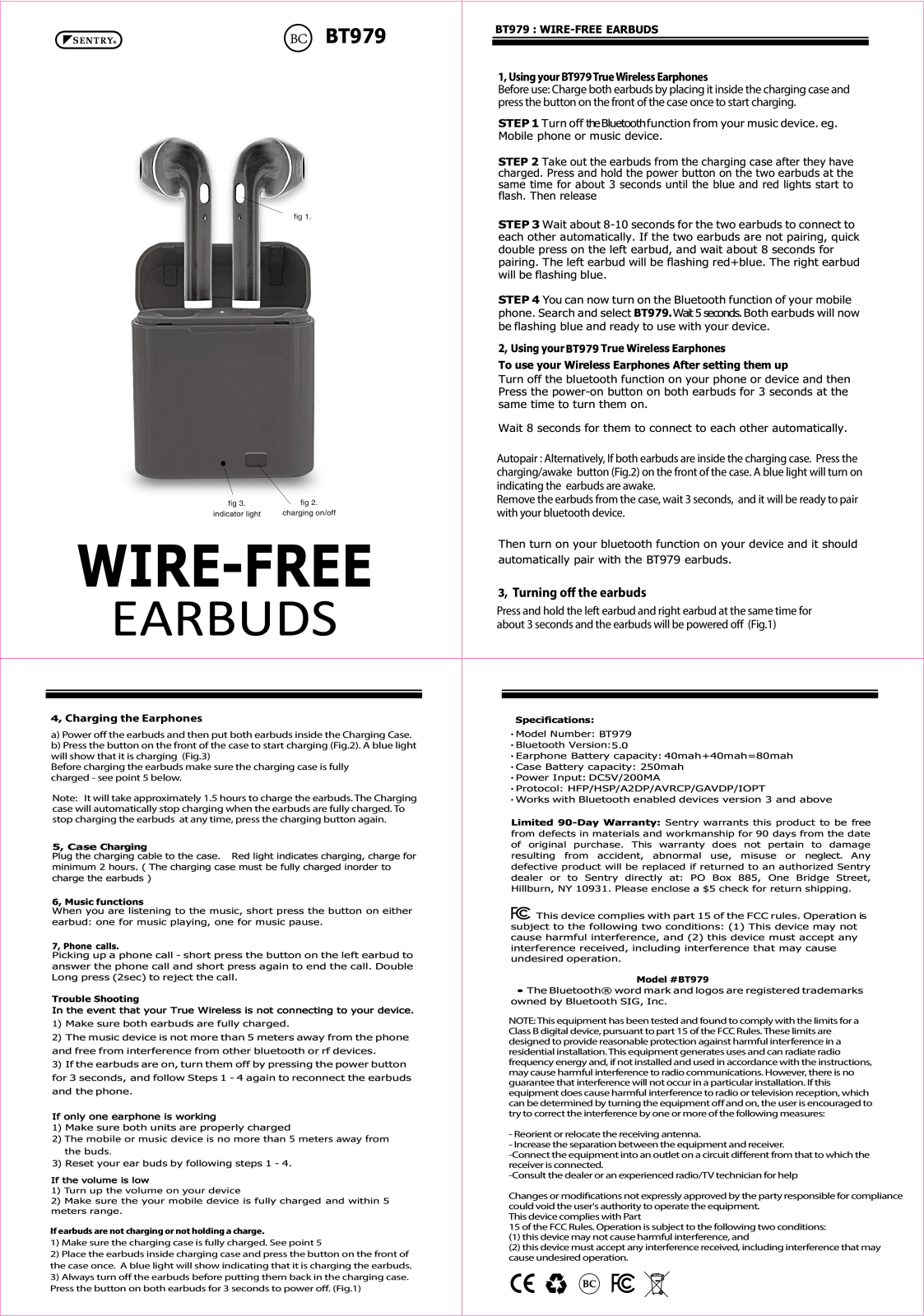 SENTRY BT979 User Manual