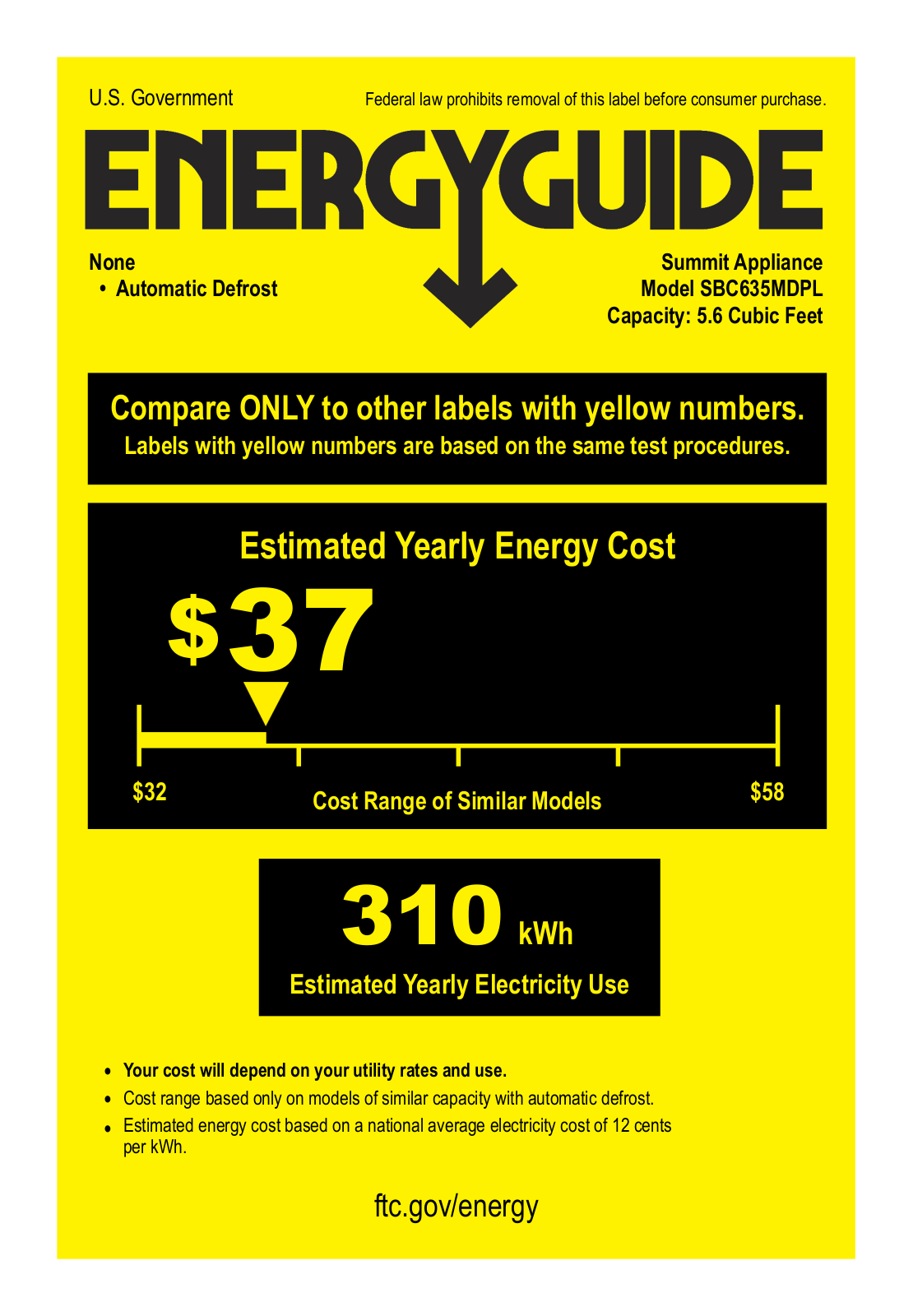 Summit SBC635MDPL Energy manual