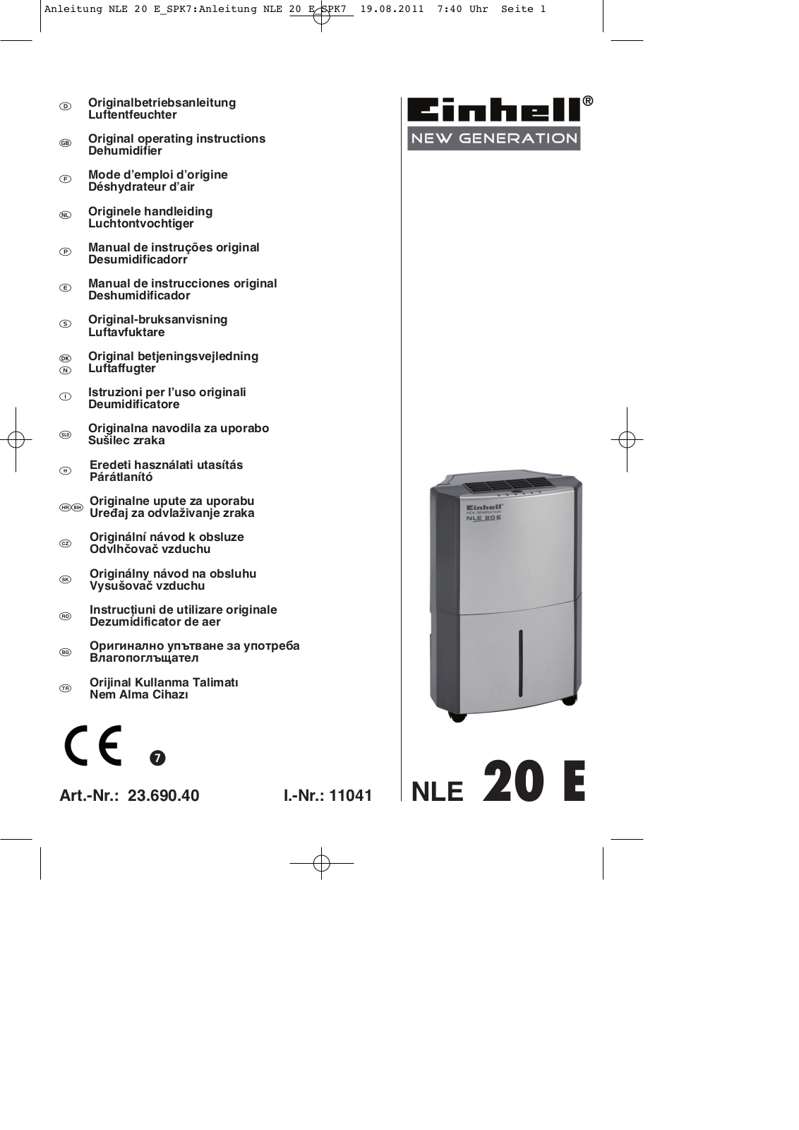 EINHELL NLE 20 E User Manual