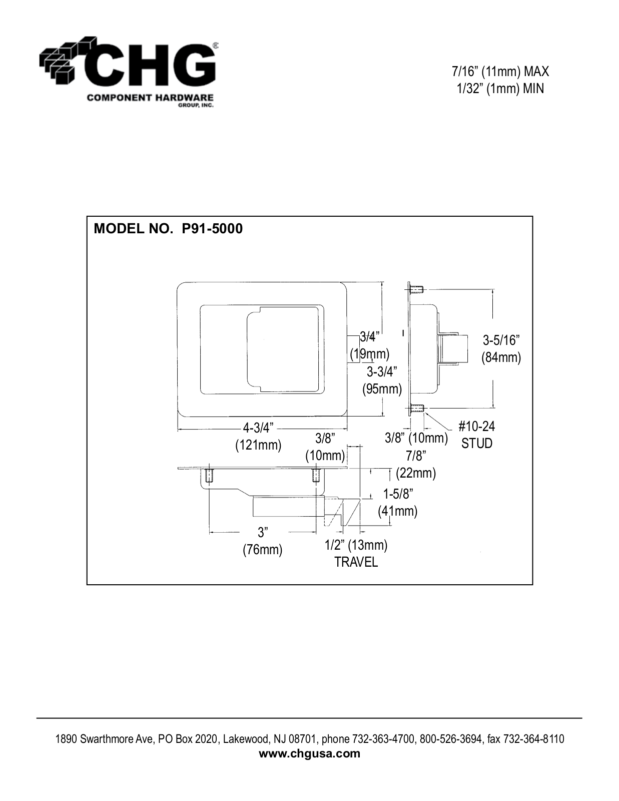 Component Hardware P91-5000 User Manual