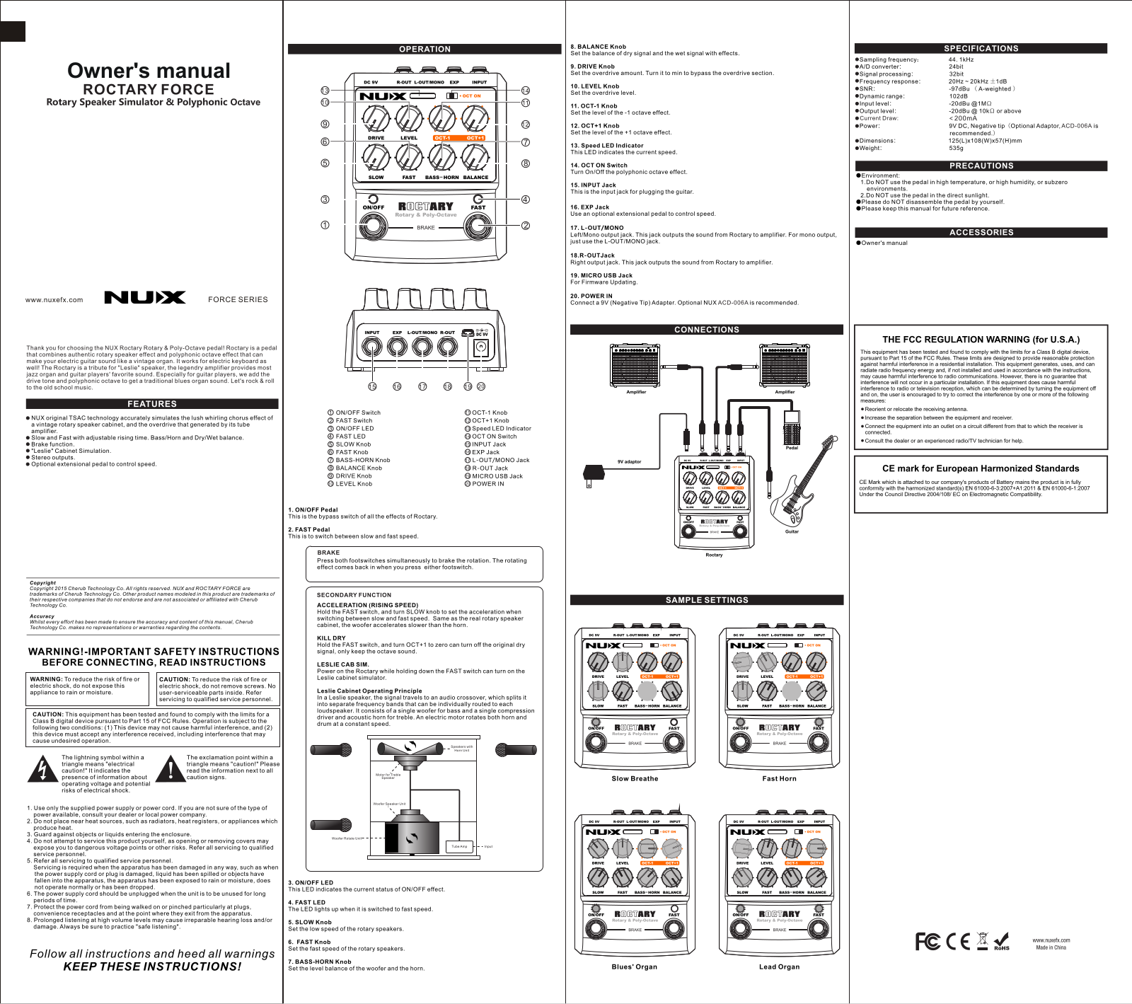 Nux Roctary Force Owner`s Manual