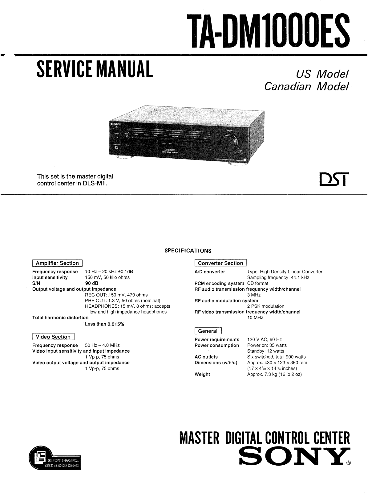 Sony TADM-1000-ES Service manual