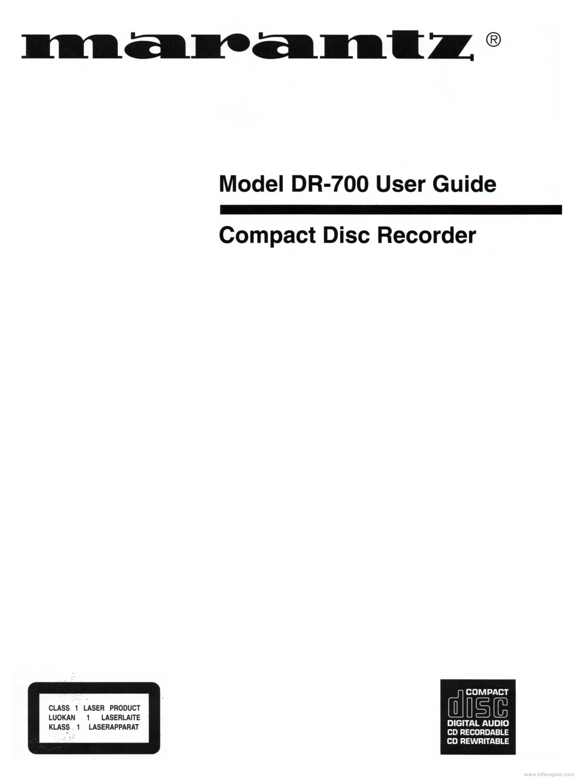 Marantz DR-700 User Manual