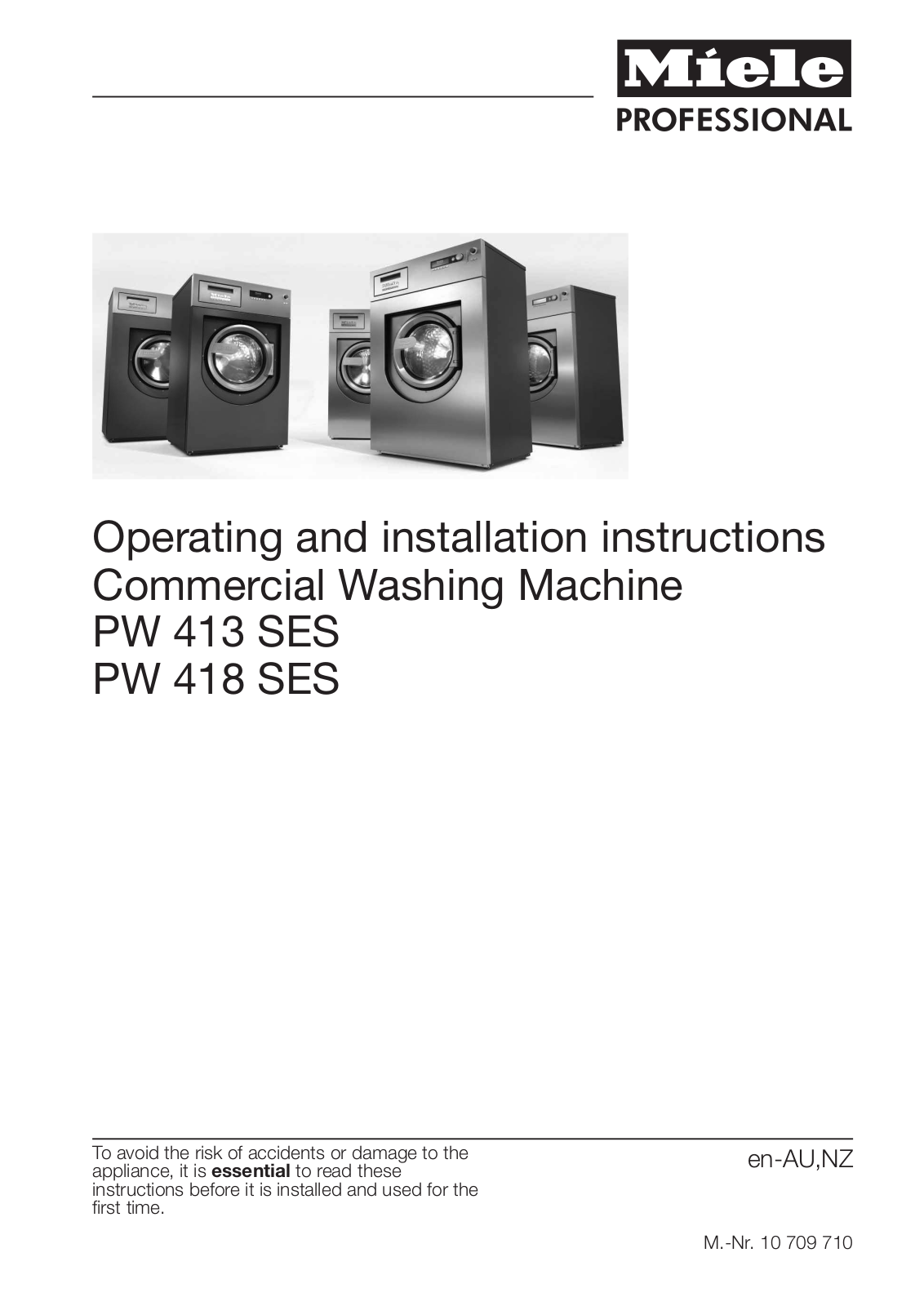 Miele PW 413 SES, PW 418 SES Operating instructions