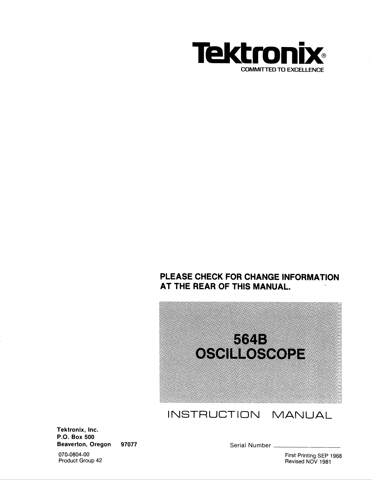 Tektronix 564B Service manual