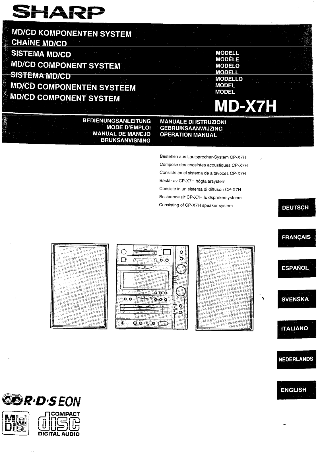 Sharp MD-X7H OPERATION MANUAL