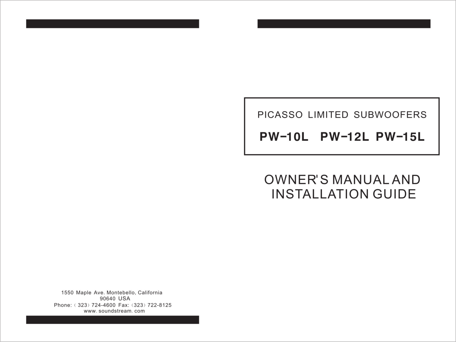 Soundstream PW-15L Owner's Manual