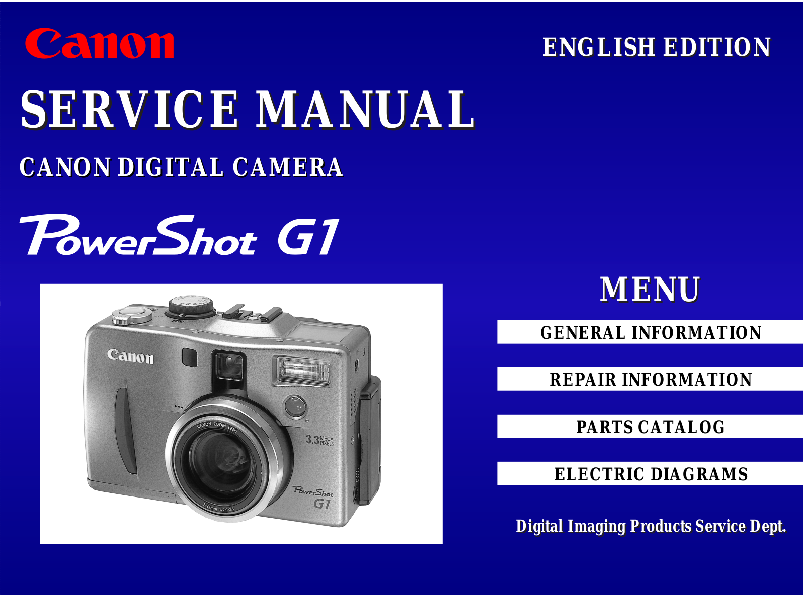 CANON POWERSHOT G1 Service Manual