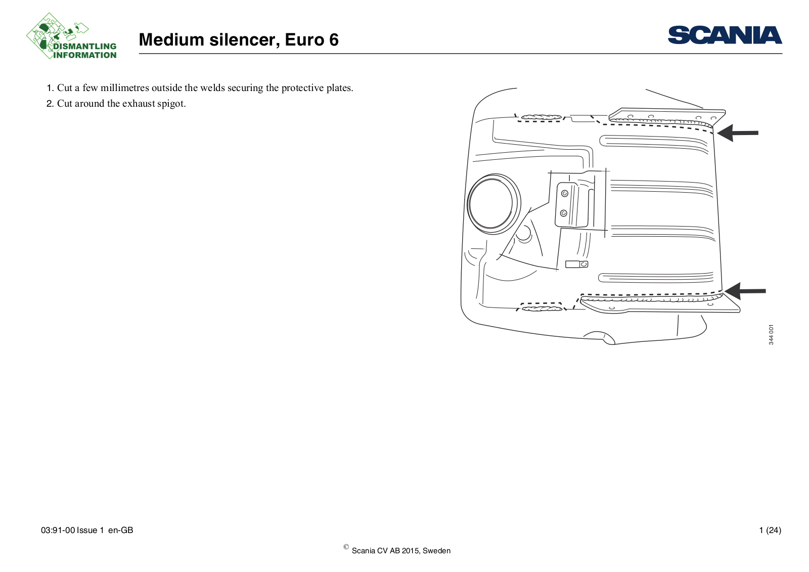 Scania Medium silencer, Euro 6 Service Manual