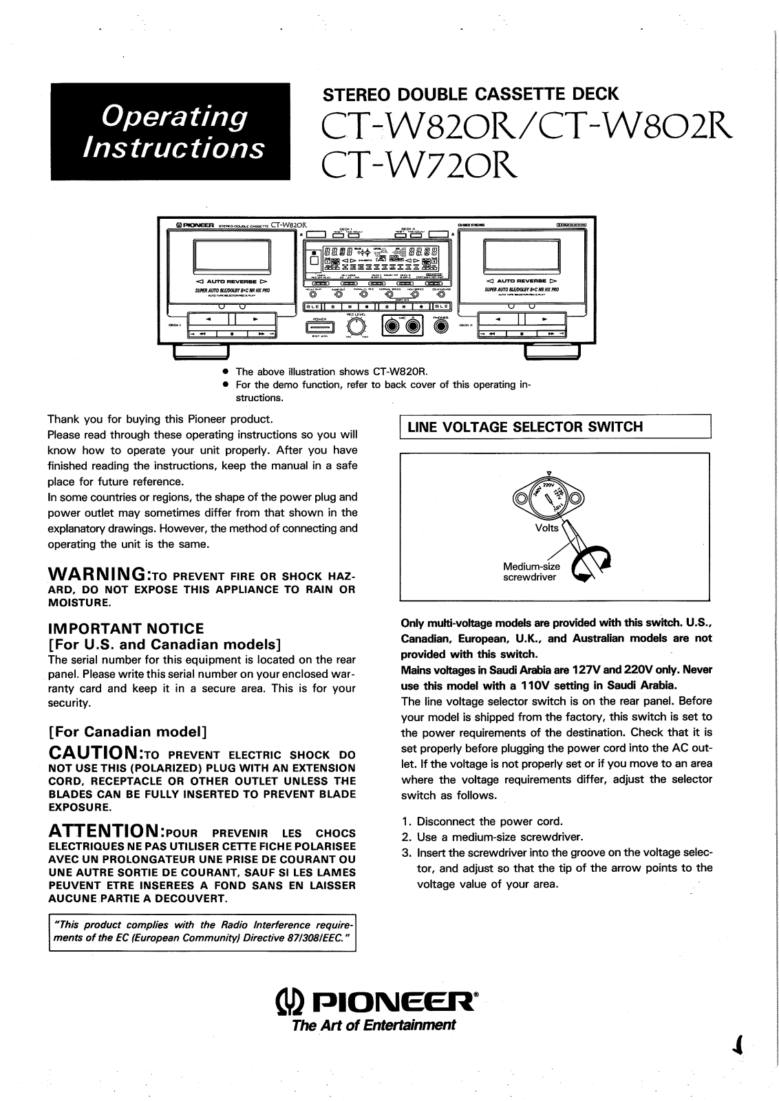 Pioneer CTW-820-R Owners manual