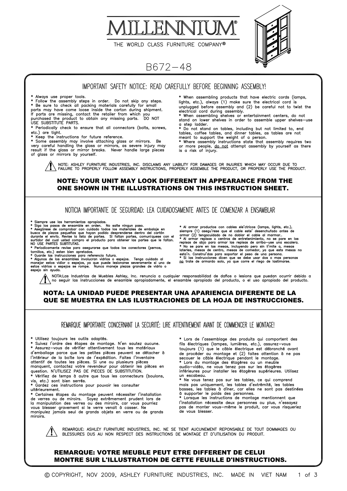 Millennium B67248 Assembly Guide