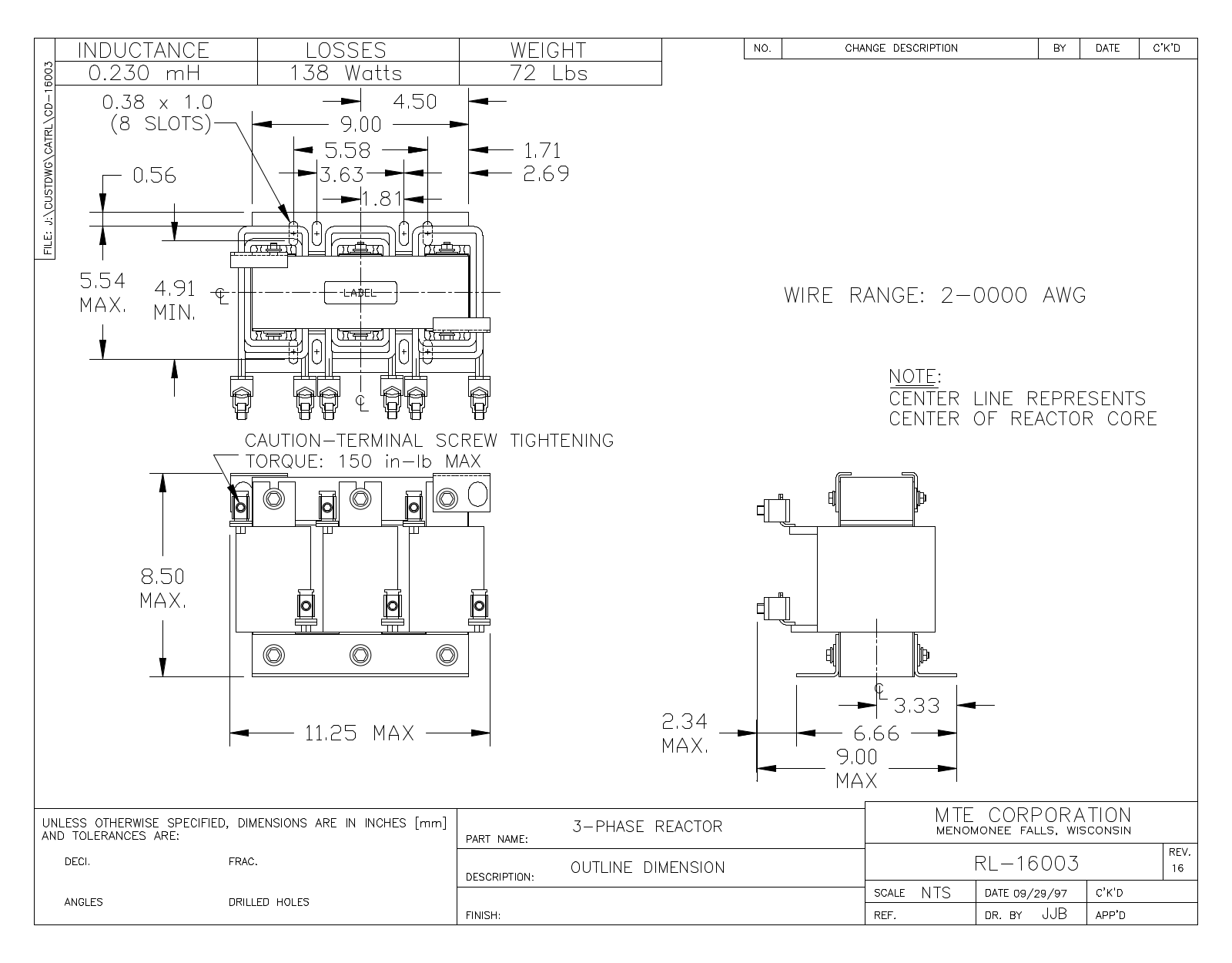 MTE RL-16003 CAD Drawings