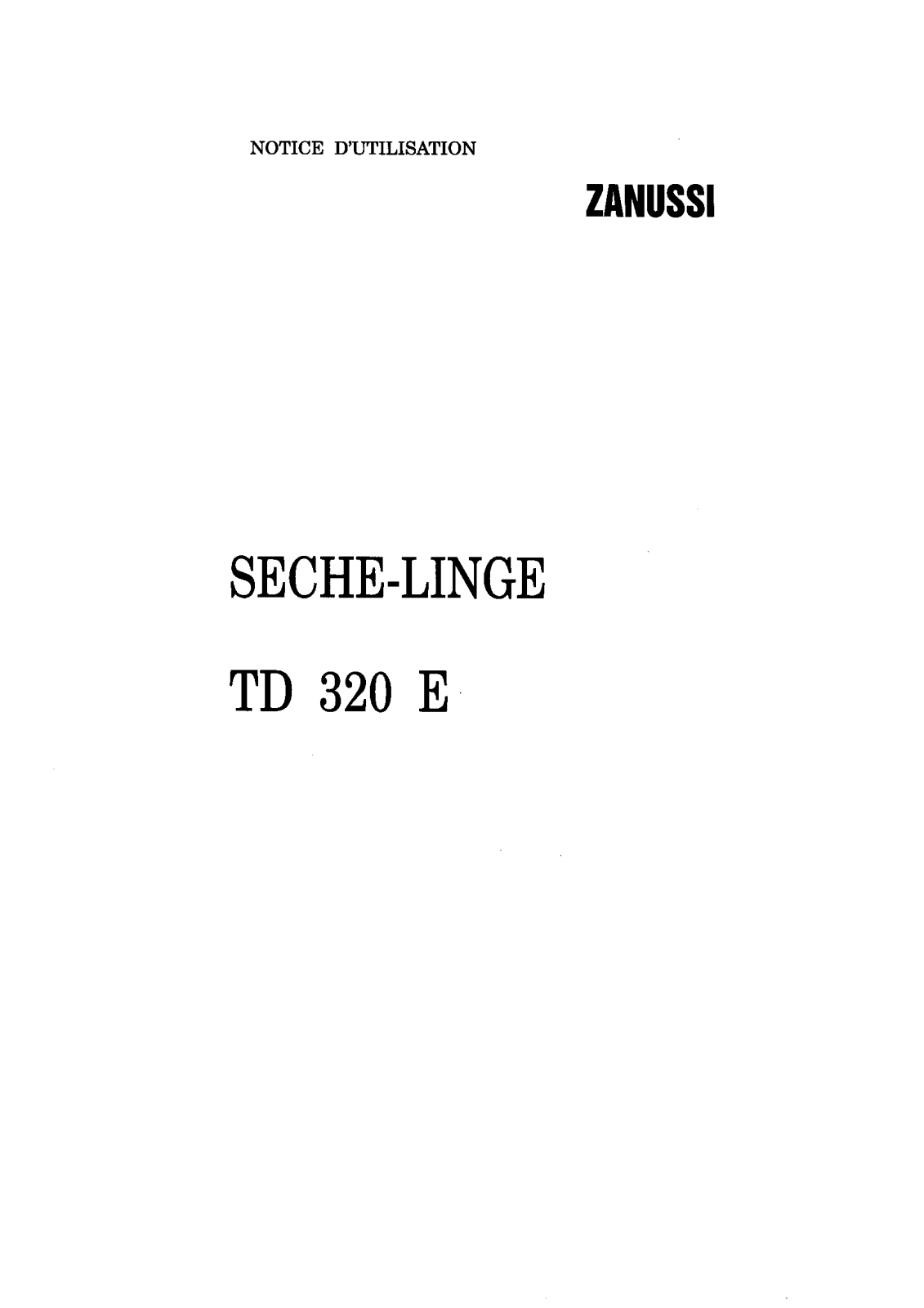 Zanussi TD320E User Manual