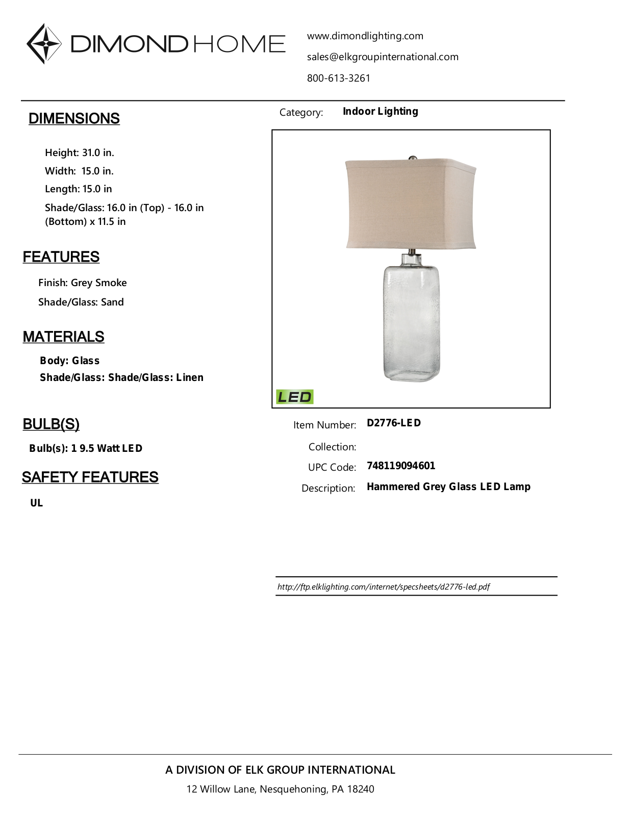 ELK Home D2776LED User Manual