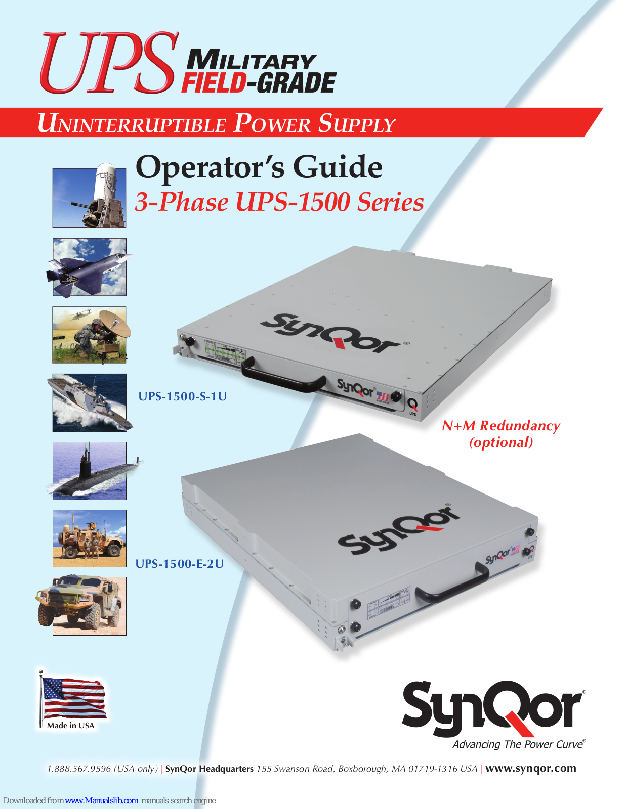 SynQor 3-Phase UPS-1500 Series, UPS-1500-E-2U, UPS-1500-S-1U Operator's Manual