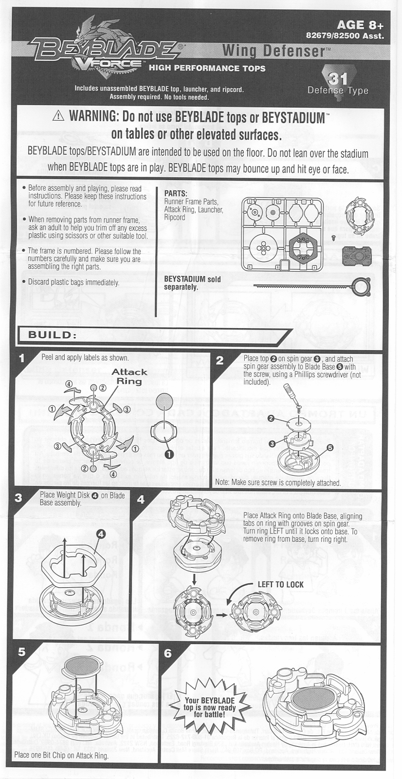 HASBRO Beyblade V Force Wing Defenser User Manual