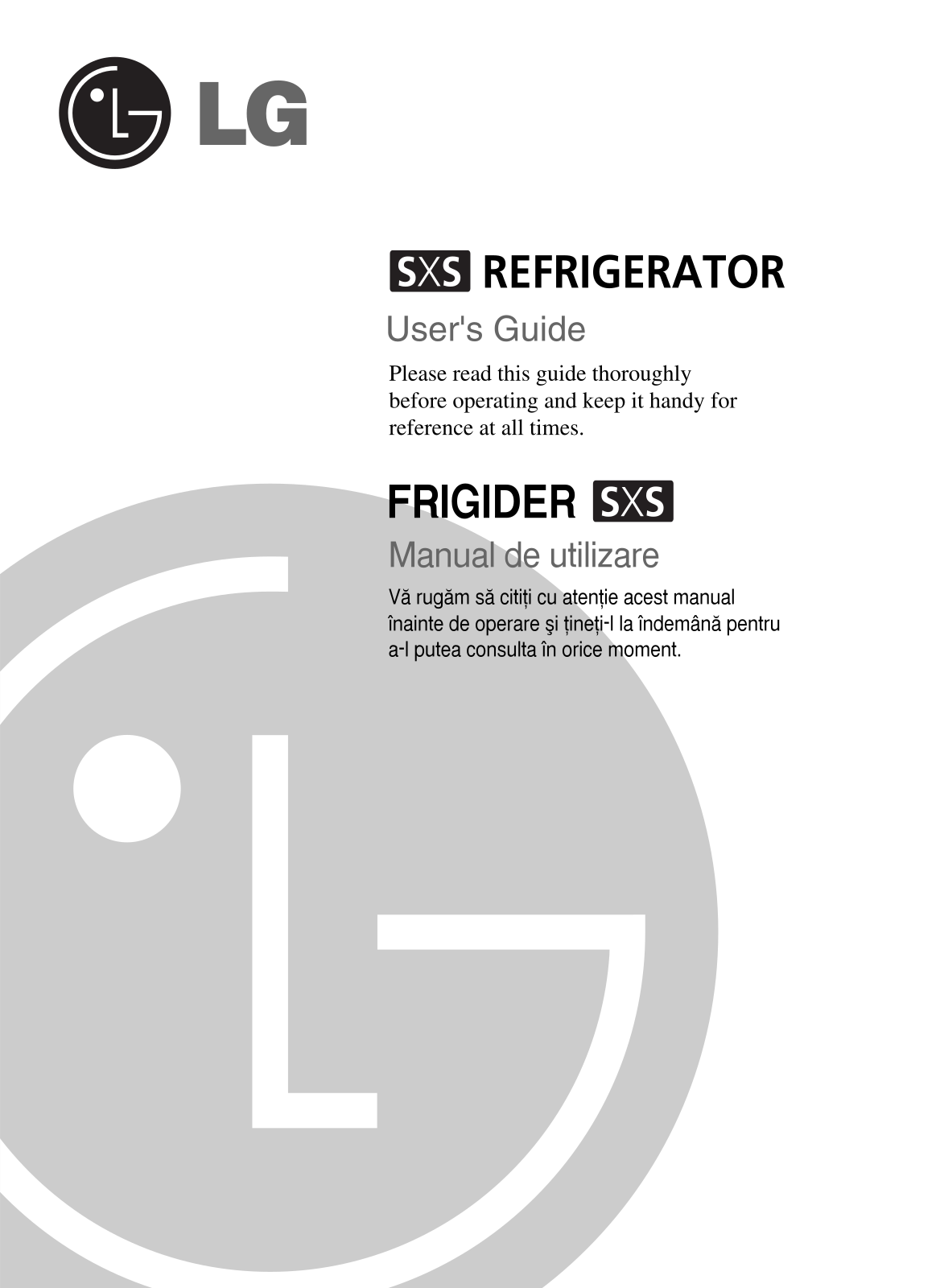 LG GR-L227-YTQA, GR-L227-YVQA, SXS User Manual