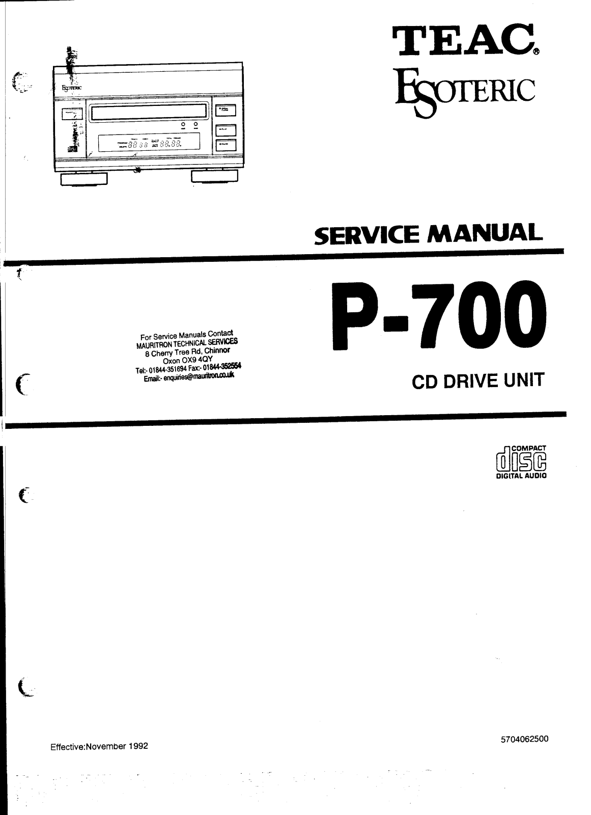 TEAC P-700 Service manual