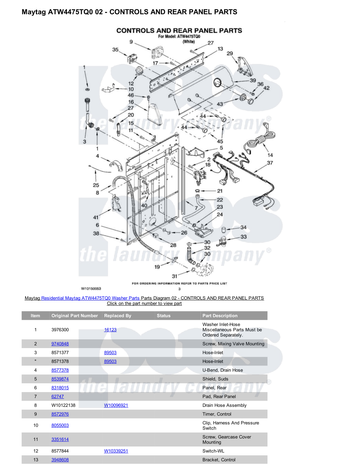 Maytag ATW4475TQ0 Parts Diagram