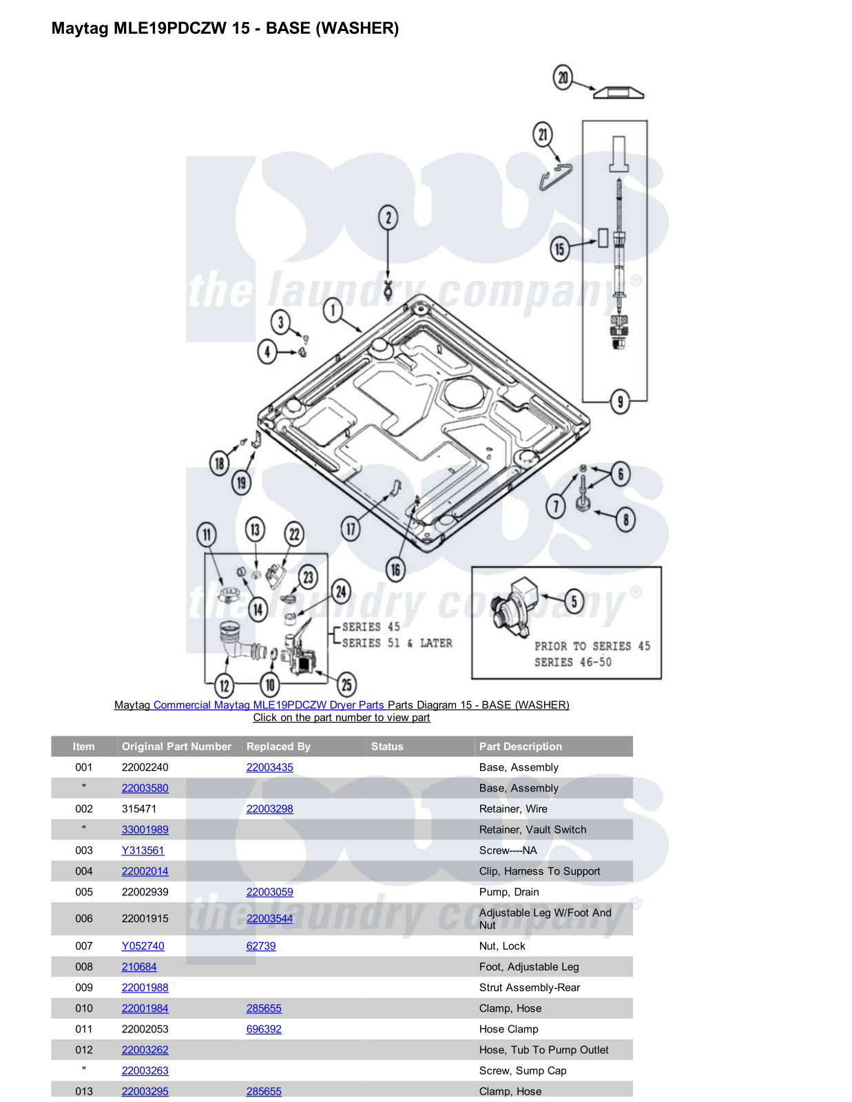 Maytag MLE19PDCZW Parts Diagram