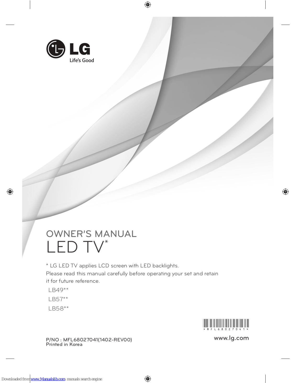 LG LB58 series, LB57 series, LB49 series Owner's Manual