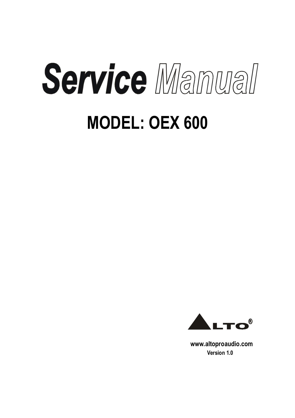 Alto OEX600 Service Manual