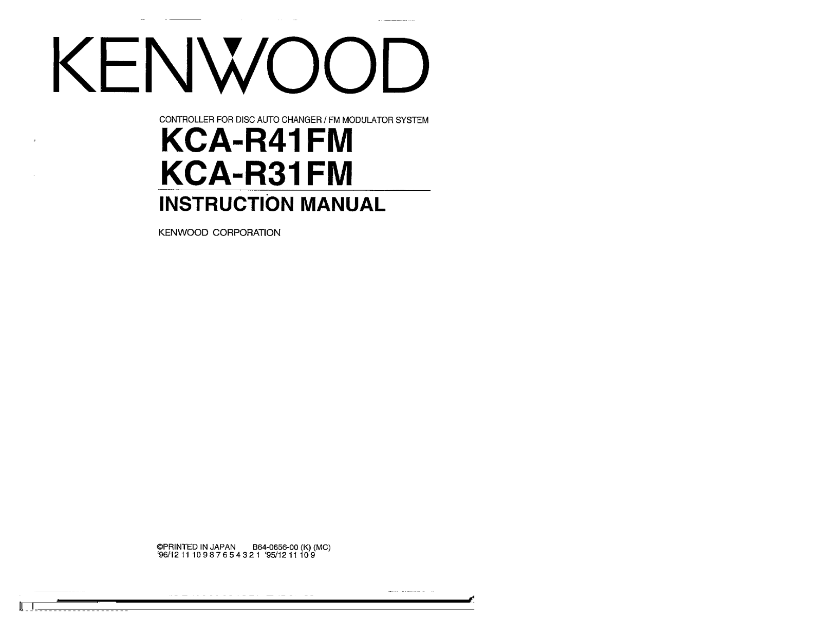 Kenwood KCA-R41FM, KCA-R31FM Owner's Manual