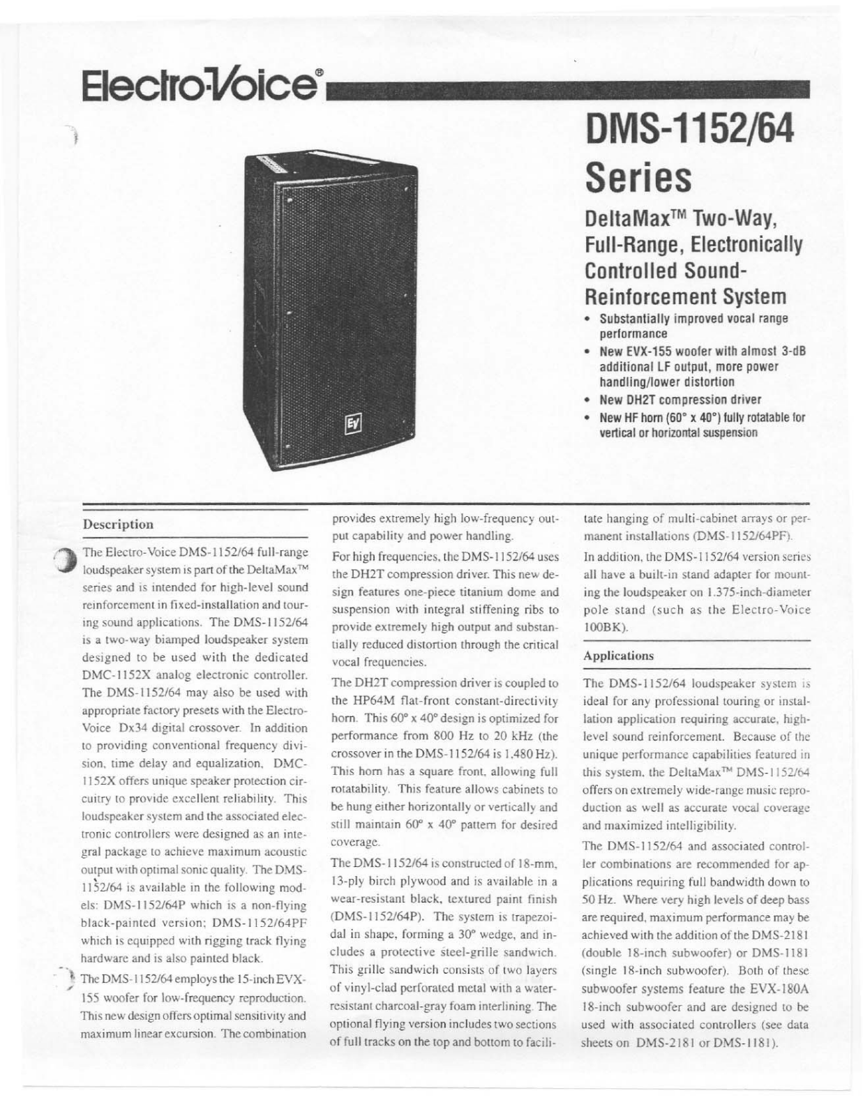 Electro-Voice DMS-1164, DMS-1152 User Manual