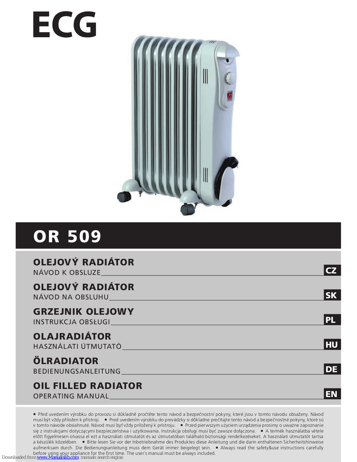 ECG OR 509 Operating Manual