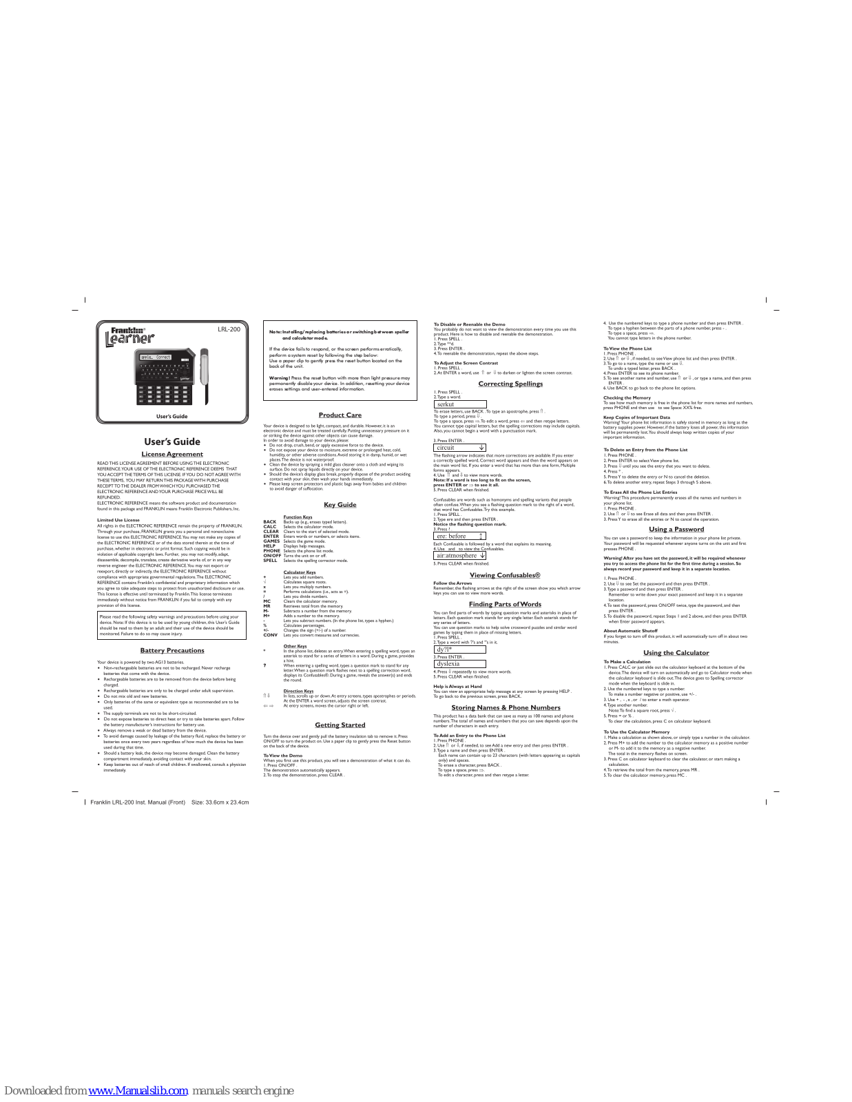 Franklin learner LRL-200 User Manual