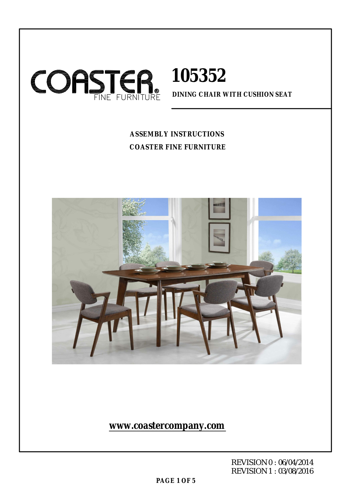 Coaster 105352 Assembly Guide