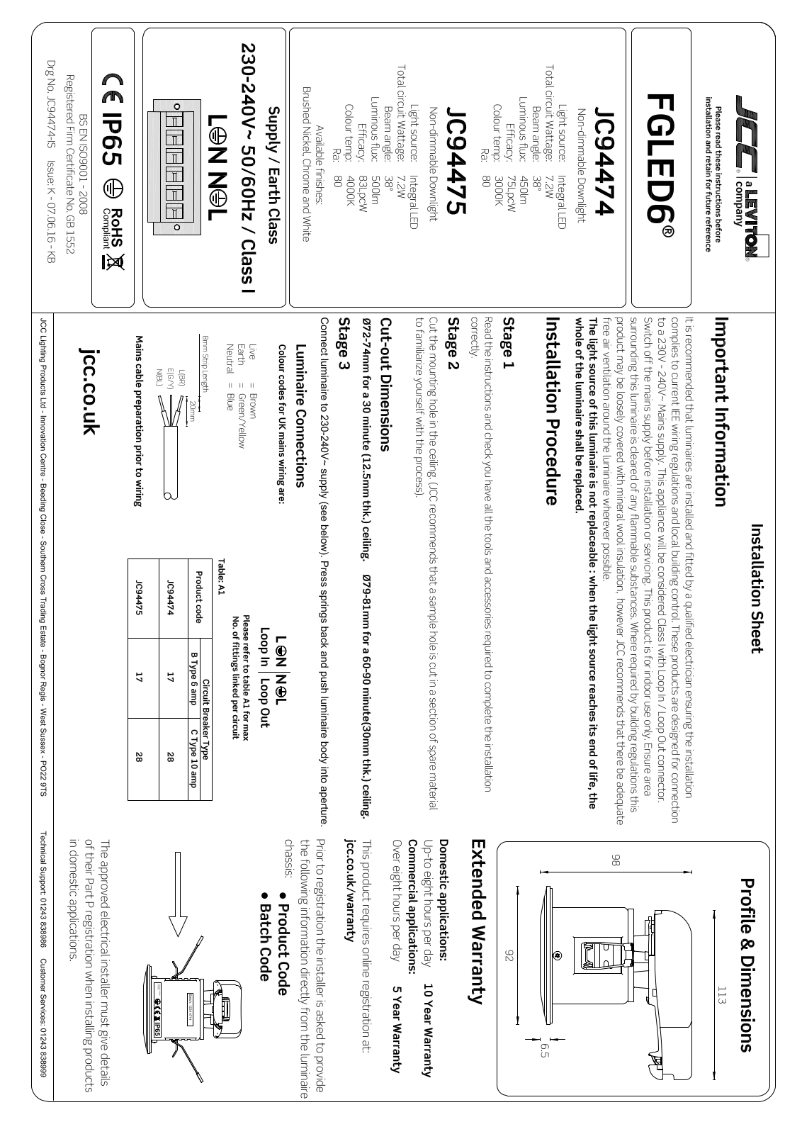 JCC JC94474, JC94475 Installation Instructions - ManualMachine.com