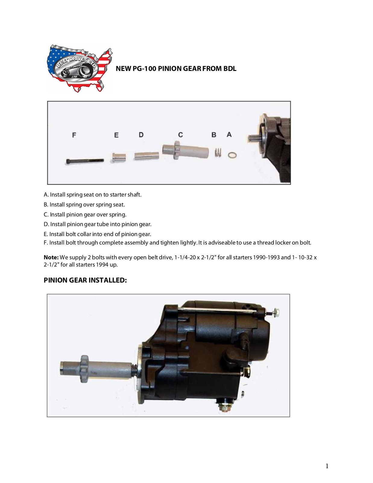 Belt Drives PG-100 User Manual