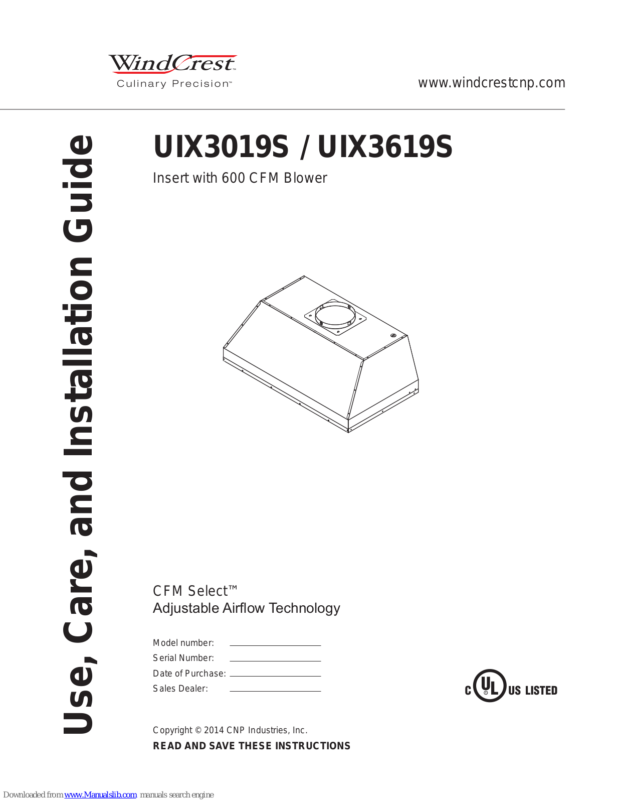 Wind Crest UIX3019S, UIX3619S Use, Care And Installation Manual - ManualMachine.com