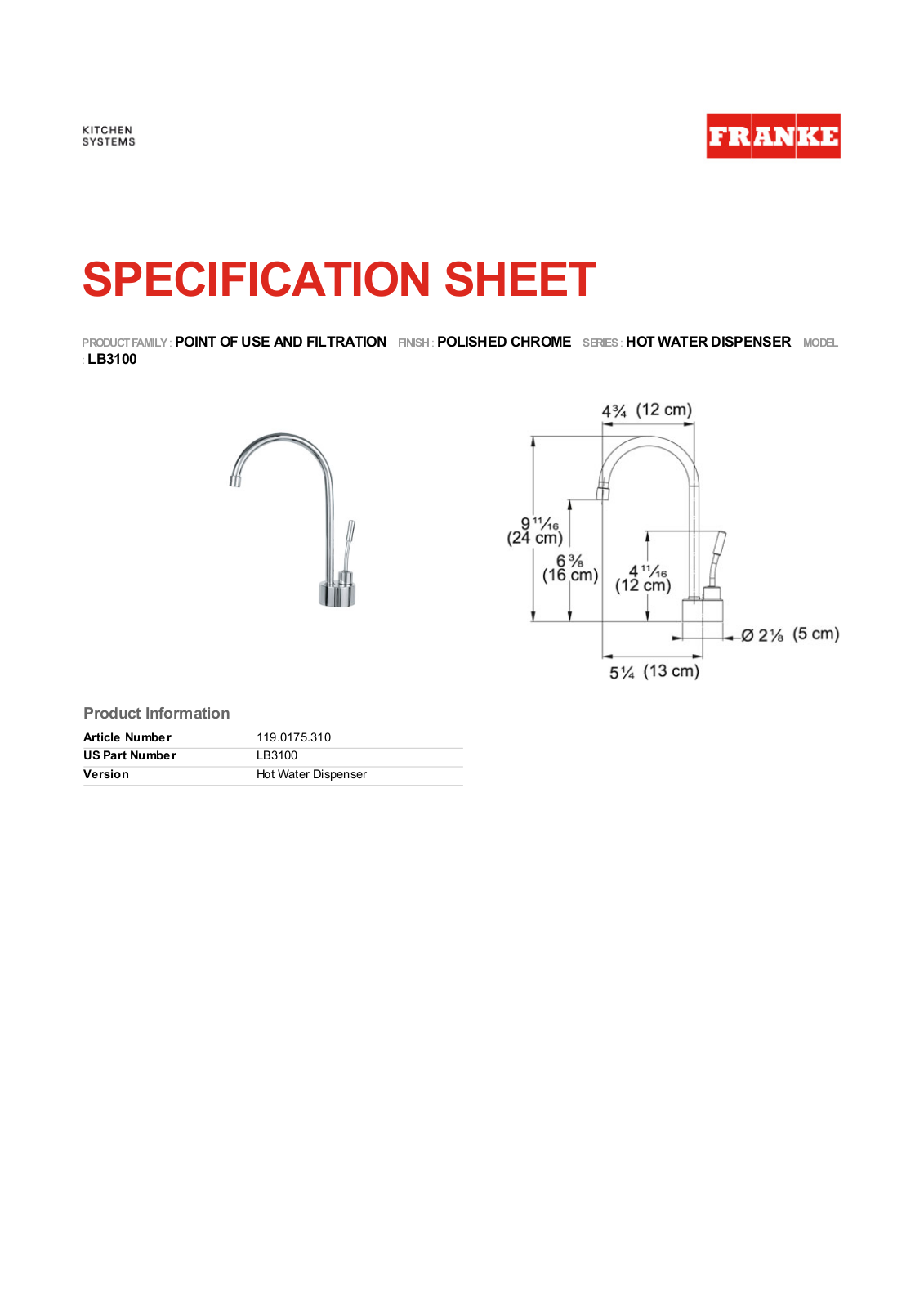 Franke Foodservice LB3100 User Manual